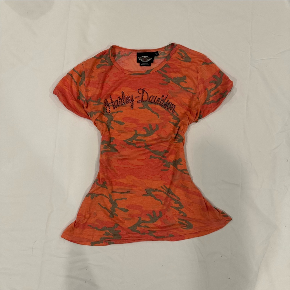 Harley-Davidson Orange Camouflage Short Sleeve Tee